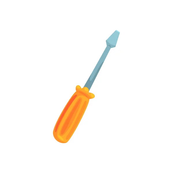 Destornillador con mango naranja, herramienta de reparación vector de dibujos animados Ilustración — Vector de stock