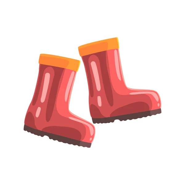 Par av rött gummi stövlar tecknade vektor Illustration — Stock vektor