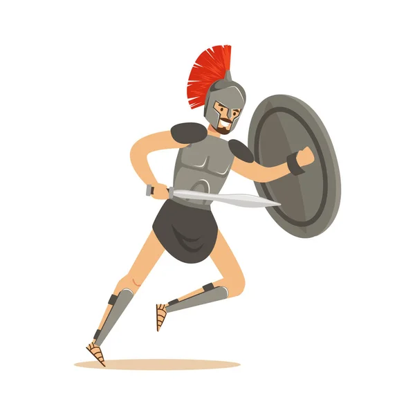 Roman warrior character, man wearing roman soldier costume vector Illustration — Stock Vector