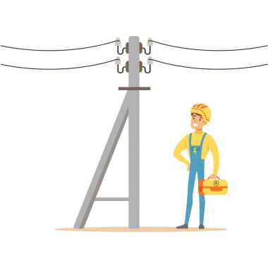 Elektrikçi elektrik kutubun elektrik adam elektrik çalışmalarımız çalışma illüstrasyon vektör