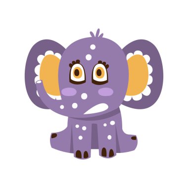 Bir kat vektör çizim oturma sevimli çizgi film bebek fil karakteri