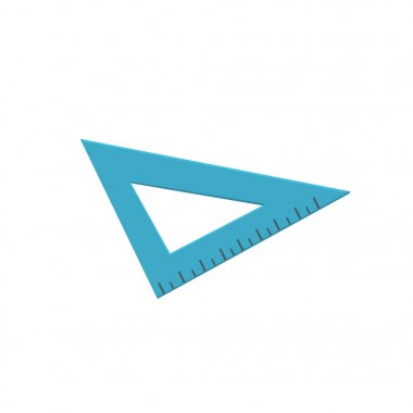Mavi üçgen cetvel, ölçme aracı karikatür vektör çizim