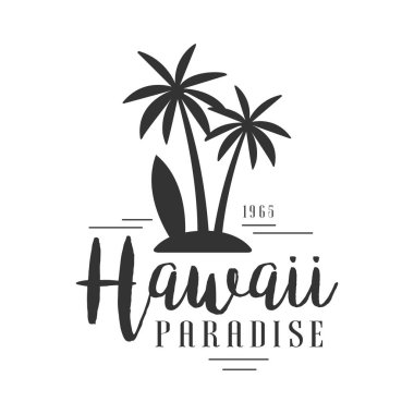 1965 logo şablonu, siyah ve beyaz vektör çizim beri Hawaii cennet