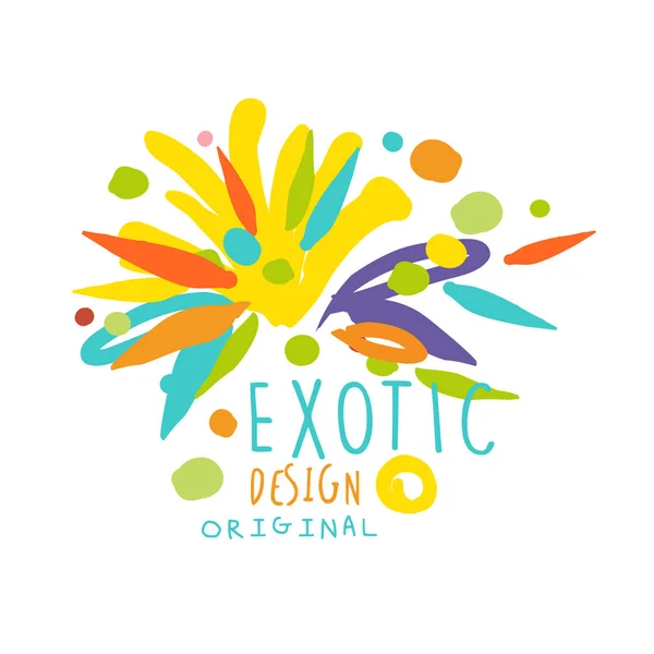 Exotiska ursprungliga Logotypdesign, sommaren resor hand dras vektor Illustratio — Stock vektor