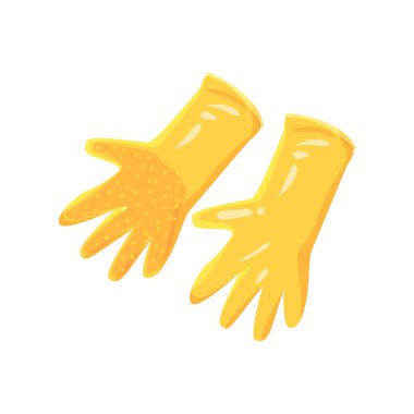 Pair of orange garden rubber gloves cartoon vector Illustration clipart