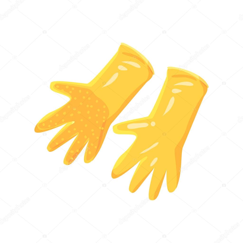 Pair of orange garden rubber gloves cartoon vector Illustration