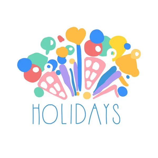 Urlaub Logo Vorlage bunt Hand gezeichnet Vektor Illustration — Stockvektor