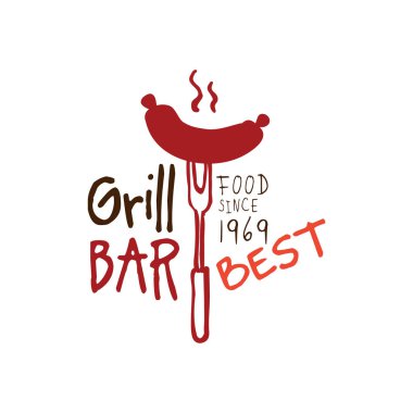 Greel bar, 1969 logo şablonu el çekilmiş renkli vektör çizim beri gıda