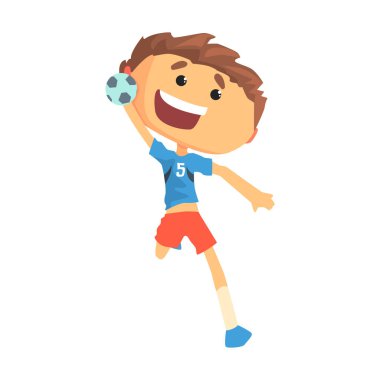 Erkek hentbol oyuncu karakter karikatür vektör çizim