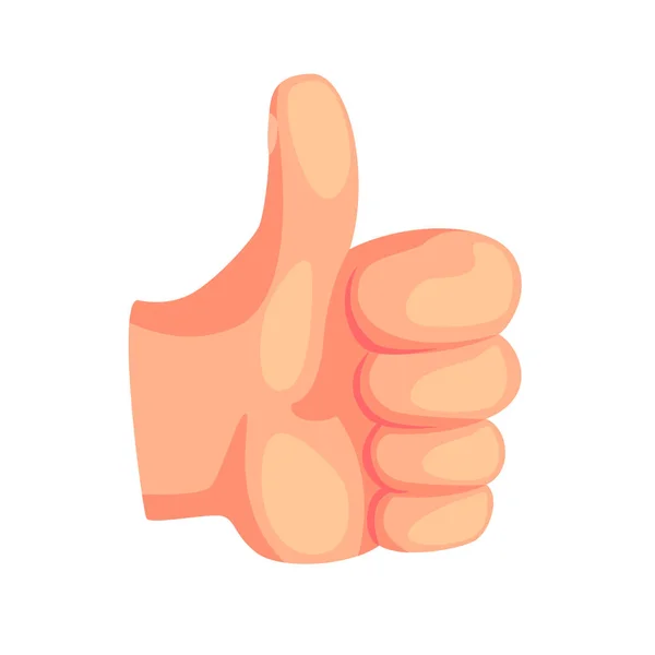 Thumb up hand gesture, success sign cartoon vector Illustration — Stock Vector