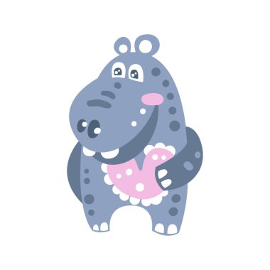 Sevimli gülümseyen çizgi Hippo karakter vektör çizim