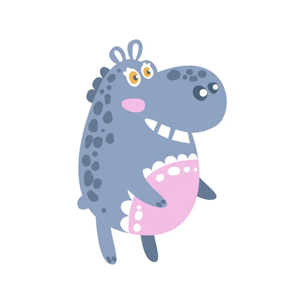 Desenhos animados bonitos Personagem de hipopótamo em pé, visão lateral vetor Ilustração — Vetor de Stock