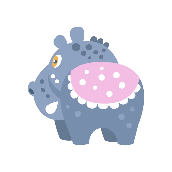 Schattige cartoon Hippo karakter, terug weergave vector illustratie — Stockvector