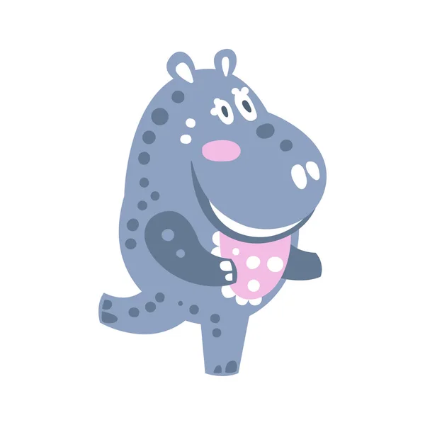 Mignon personnage de dessin animé Hippo vecteur en cours d'exécution Illustration — Image vectorielle