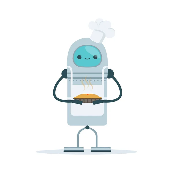 Chef android personaje hornear un vector de pastel Ilustración — Archivo Imágenes Vectoriales