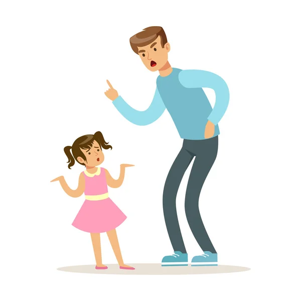 Père caractère gronder sa fille — Image vectorielle
