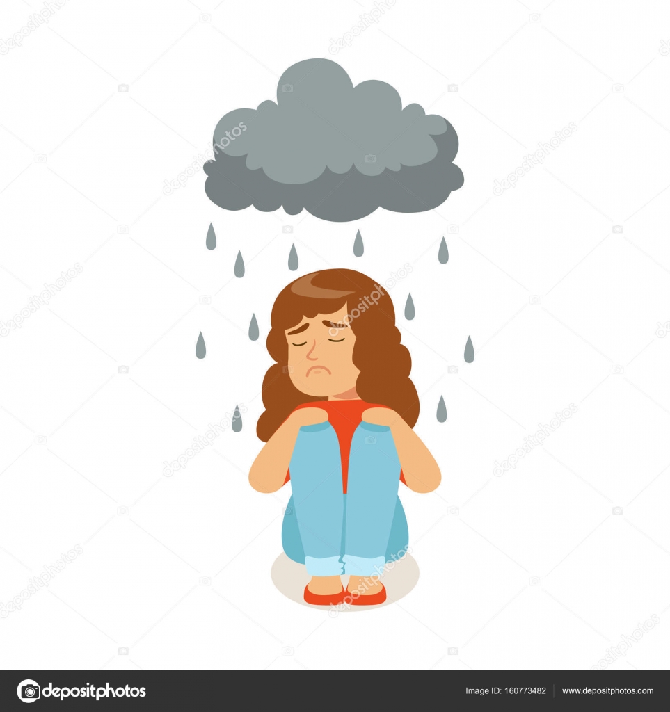 Character sitting under stormy rainy clouds Stock Vector Image by ...