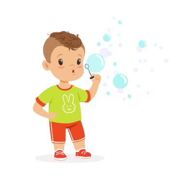 kabarcık üfleyici ile oynayan çocuk