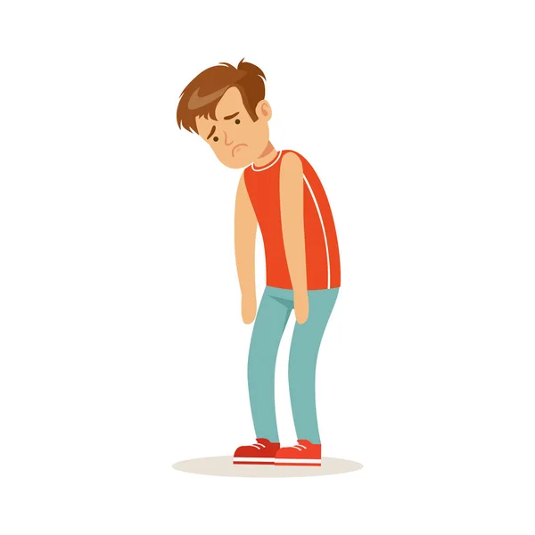 Boy character standing hunched — Stock Vector