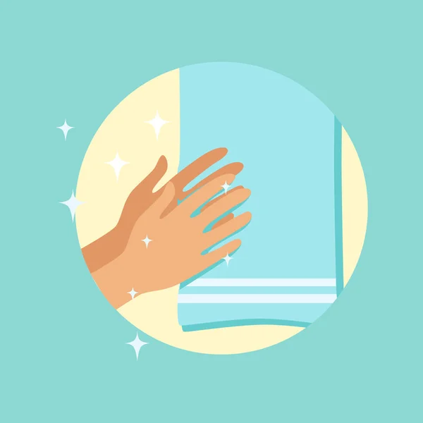 Séchage des mains avec une serviette ronde — Image vectorielle