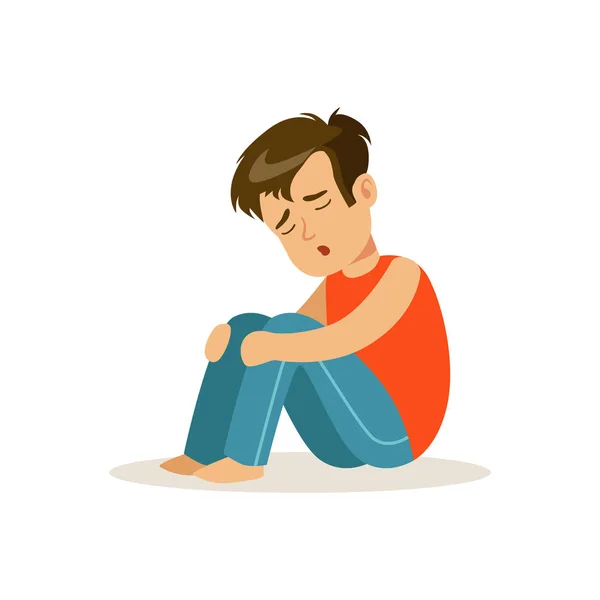 Frustrated sad boy character — Stock Vector