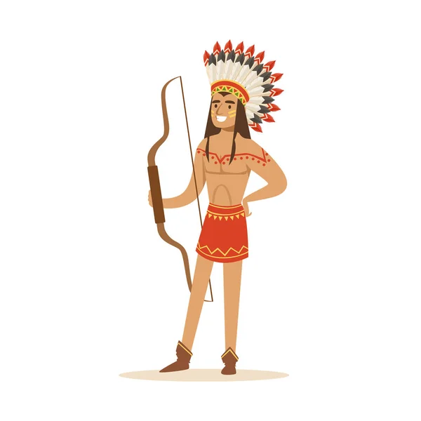 Índio nativo americano — Vetor de Stock