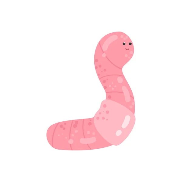 Drăguț desen animat roz caracter de vierme de pământ — Vector de stoc