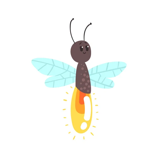 Cute cartoon firefly character — Stock Vector
