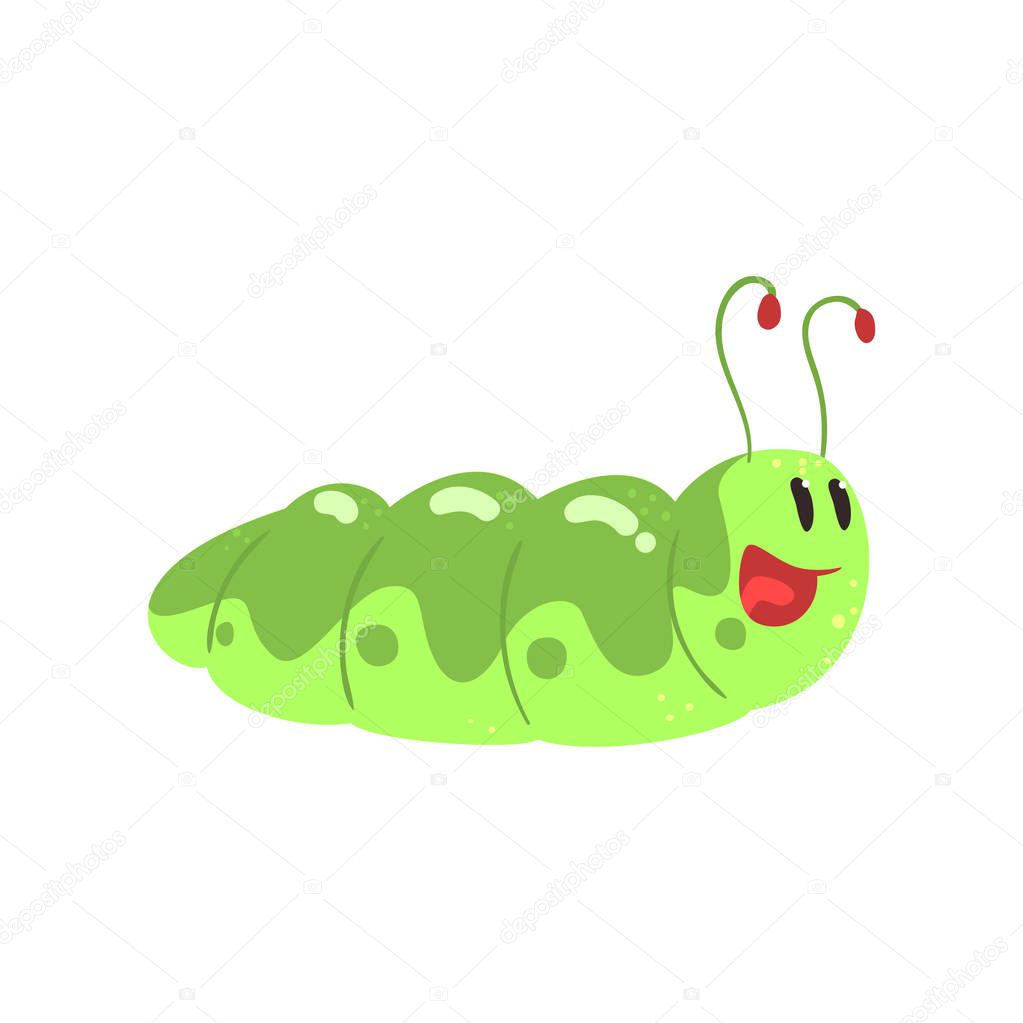 funny green caterpillar character 