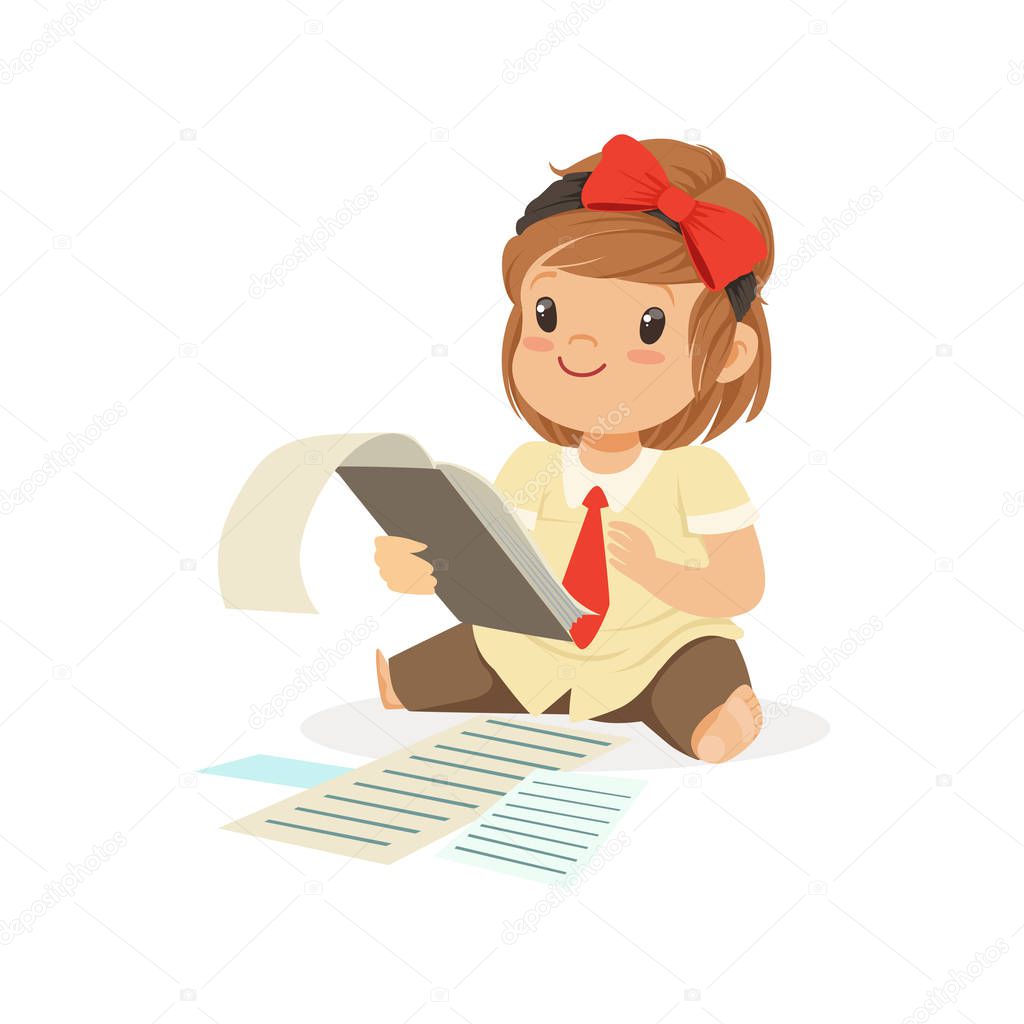  girl businesswoman working with documents 