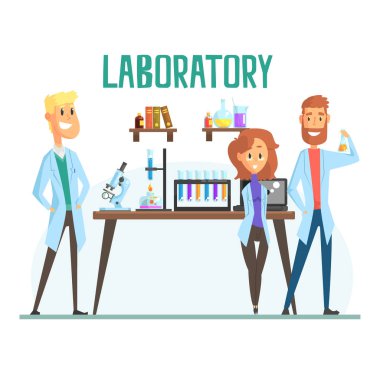 bir laboratuarda çalışan bilim adamları