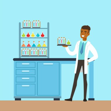 Bir laboratuvarda araştırma bilim adamı adam