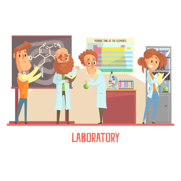 Cientistas conduzem pesquisas em laboratório — Vetor de Stock