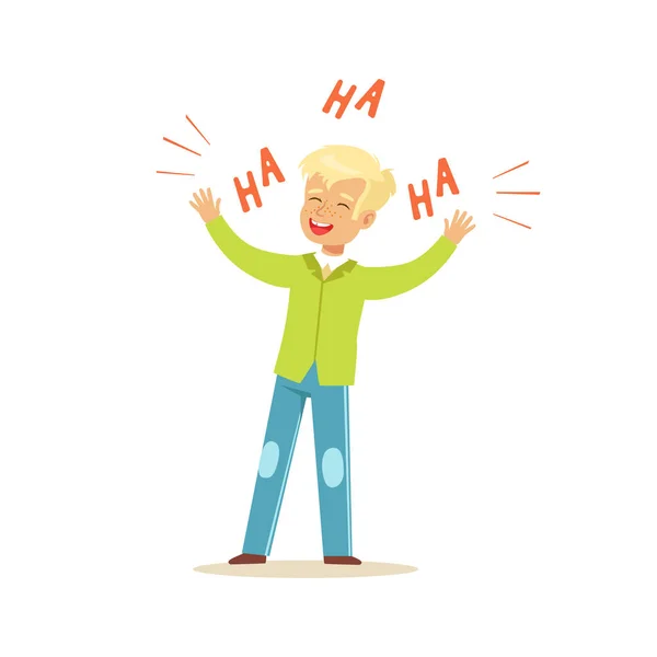Blonde garçon rire à haute voix — Image vectorielle