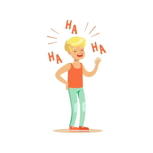 Boy in casual clothes laughing — Stock Vector