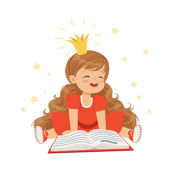 Chica leyendo un libro — Vector de stock