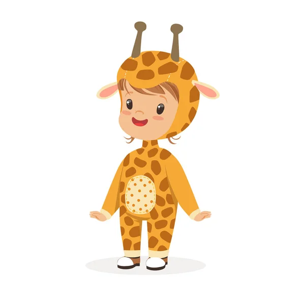 Mignon heureux garçon habillé comme un girafe — Image vectorielle