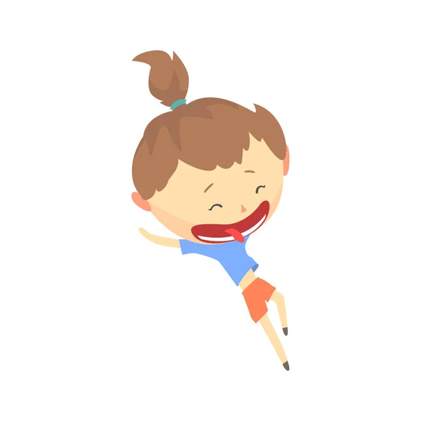 Joyeux dessin animé fille courir — Image vectorielle