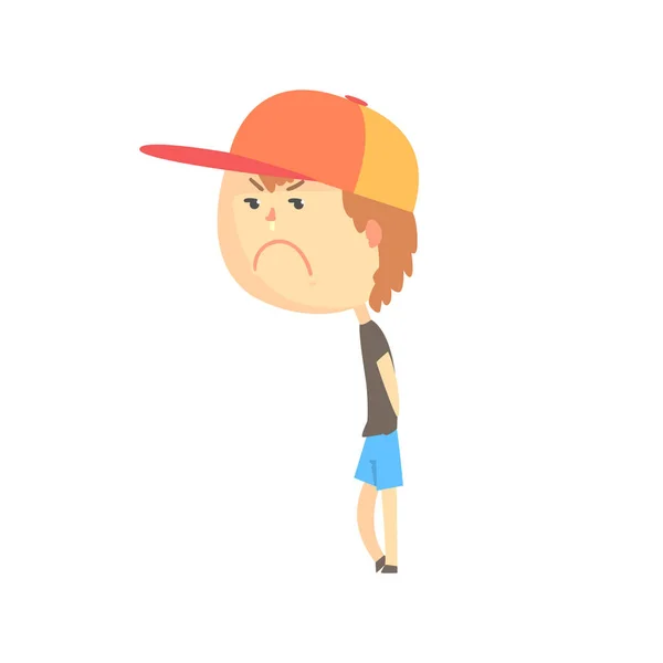 Sad offended cartoon boy standing — Stock Vector