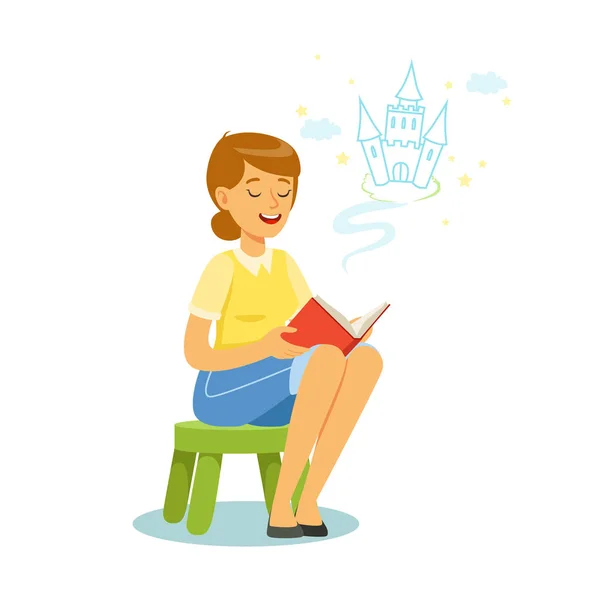 Woman  reading fairytale — Stock Vector