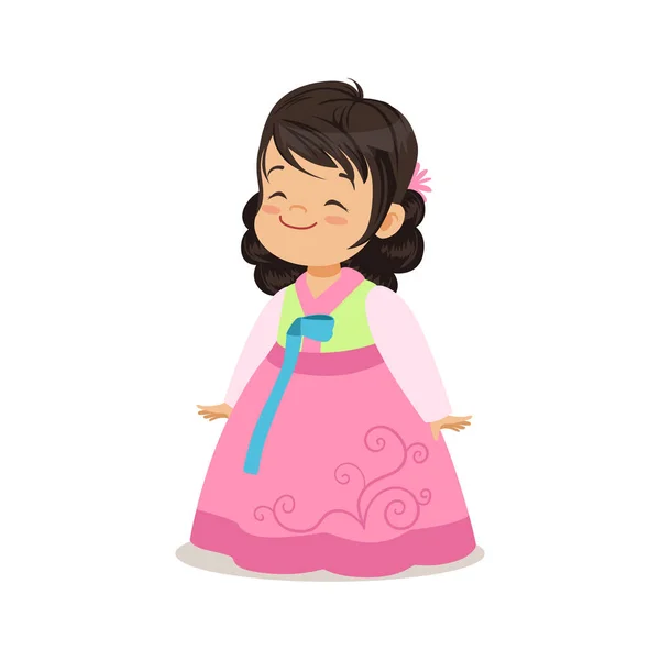 身穿粉红色裙子的小女孩 — 图库矢量图片