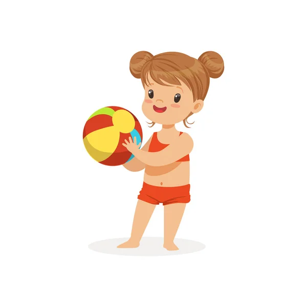 Κοριτσάκι που παίζει με μπάλα — Διανυσματικό Αρχείο