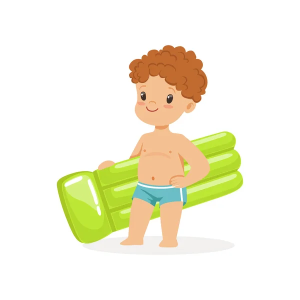 Inflatable चटाई के साथ प्यारा लड़का — स्टॉक वेक्टर