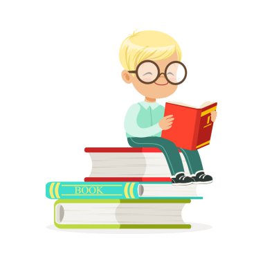 Çocuk kitap okuyor.