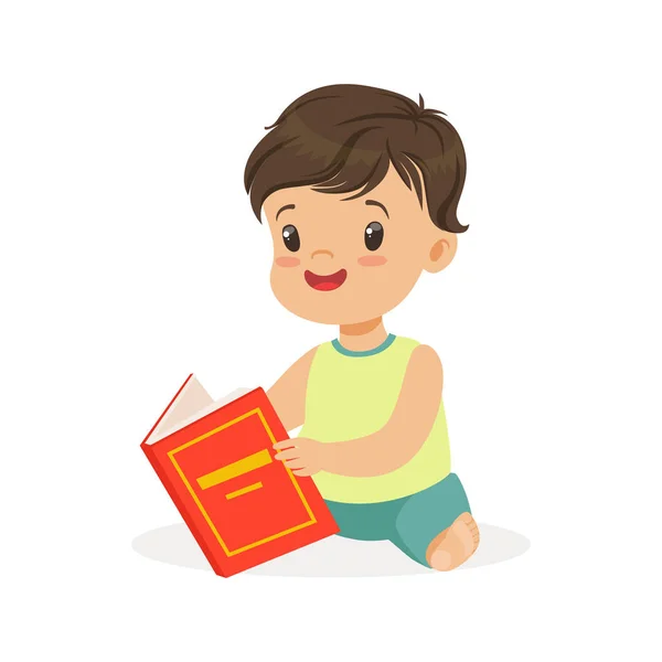 Niño leyendo un libro — Vector de stock