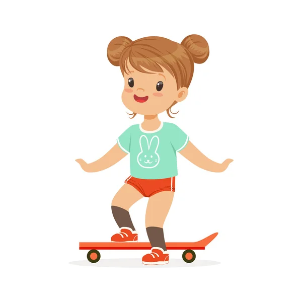 Flicka som rider på en skateboard — Stock vektor