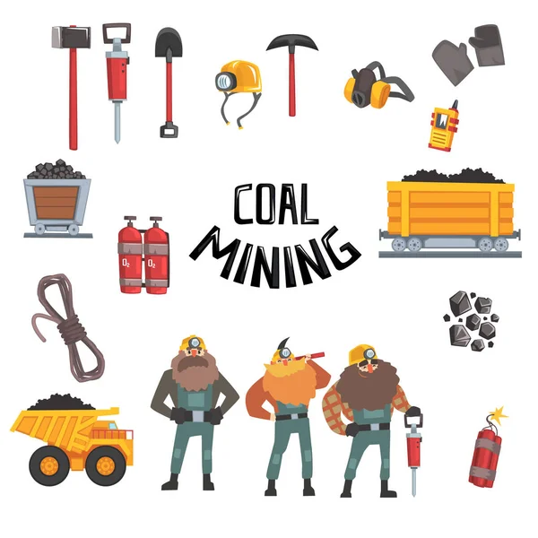 煤炭开采行业集 — 图库矢量图片