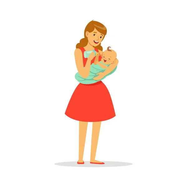 Anne sütü ile onun bebek beslenme — Stok Vektör