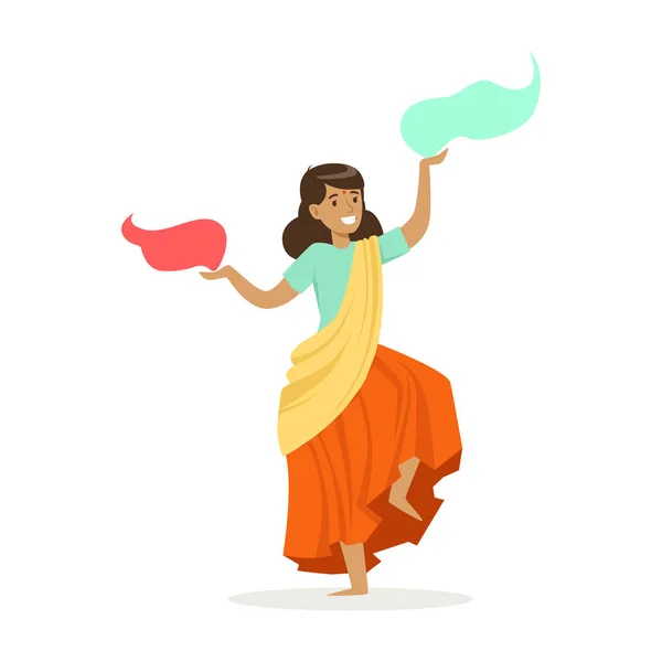 インドの女性の踊り — ストックベクタ