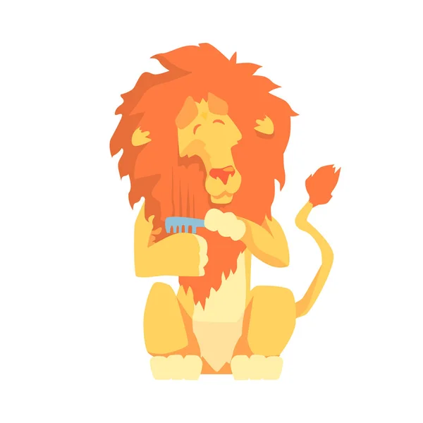 Χαριτωμένο καρτούν lion χτένισμα — Διανυσματικό Αρχείο